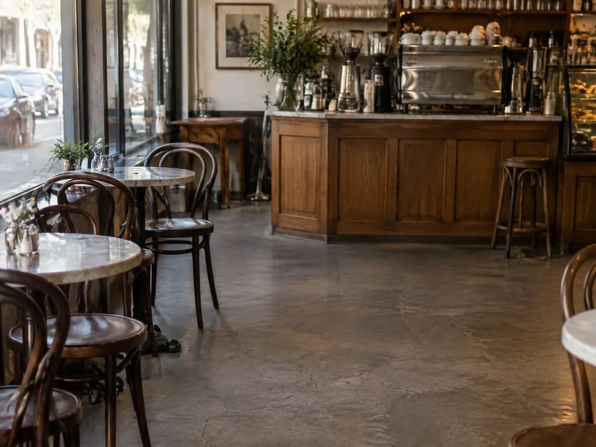 The café, empty