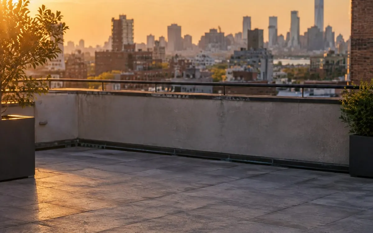 The empty rooftop set