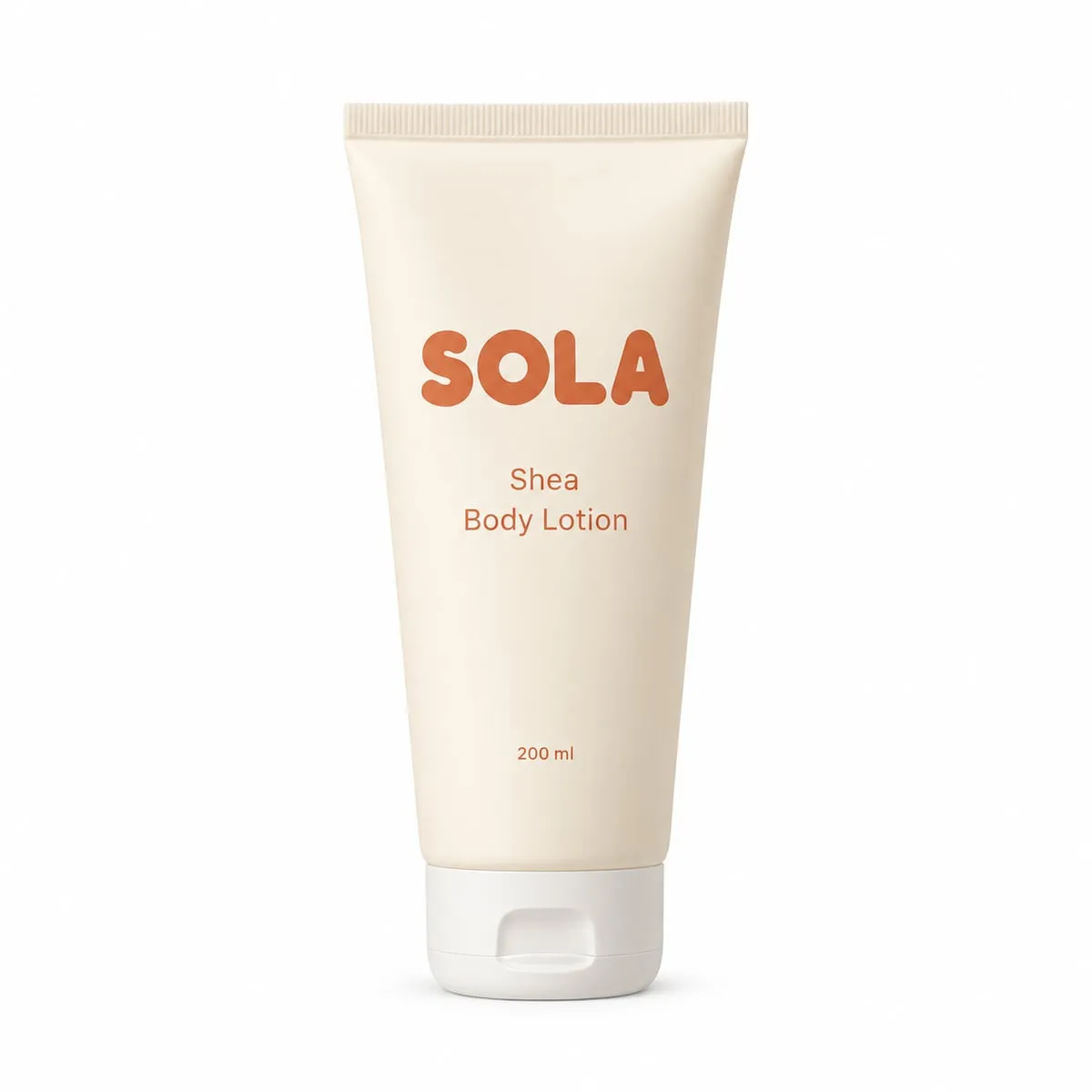The SOLA shea body lotion, photographed on its own